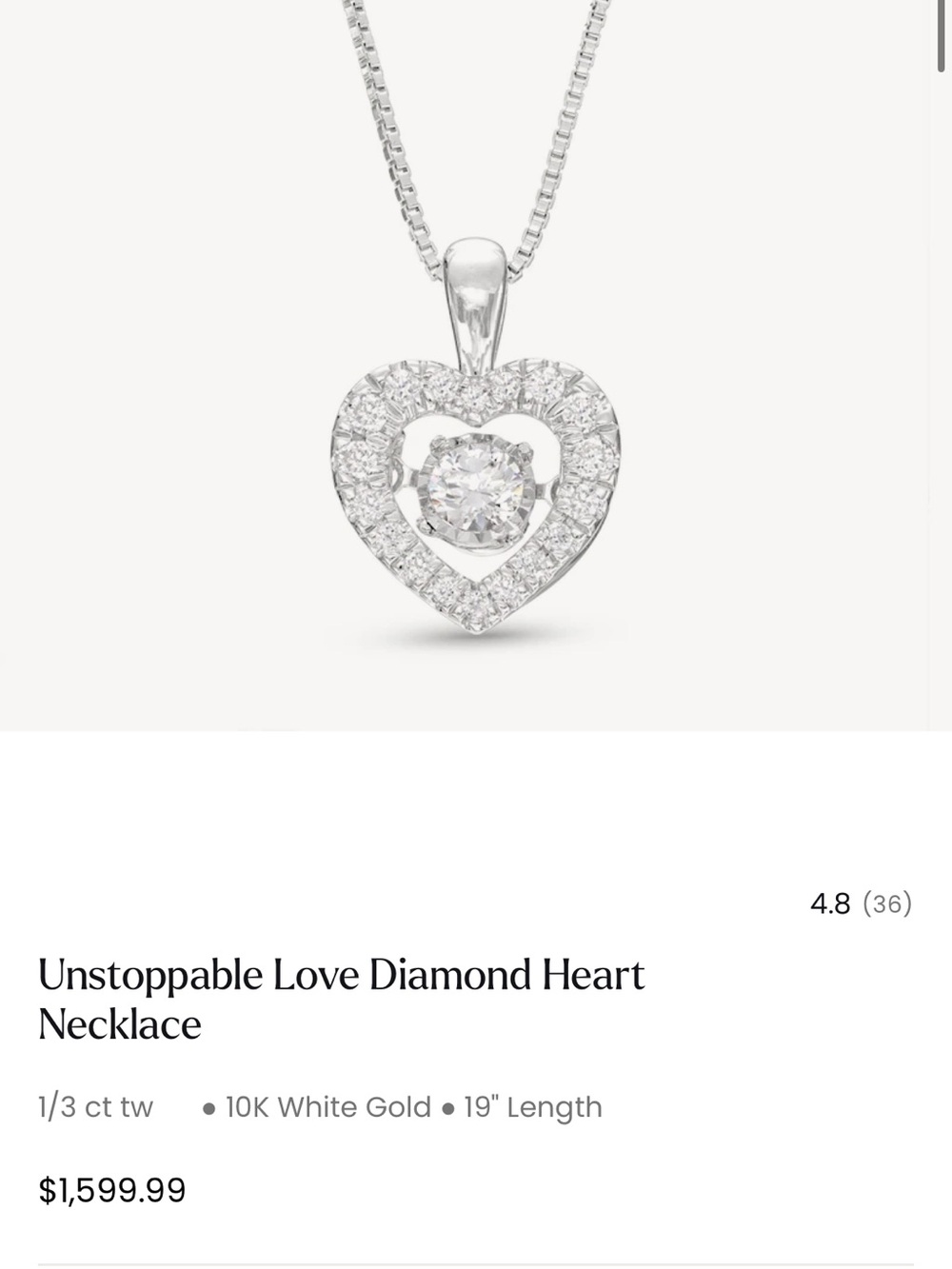 Kay Jewelers White Gold Diamond Heart Pendant Necklace